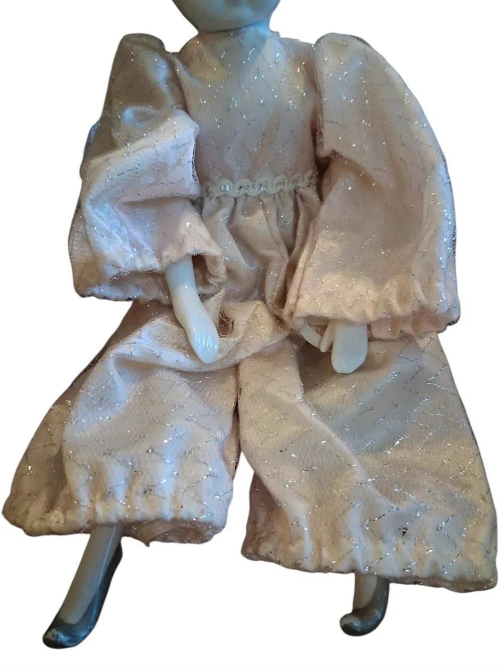Porcelain Doll in Pale Pink Sparkle Outfit
